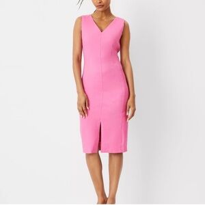 Ann Taylor Linen Vibrant Pink Midi Dress